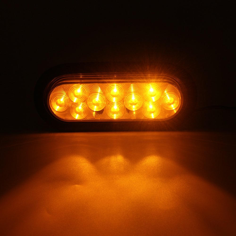 DOT SAE E-mark 12V 24V 6 Inch Oval Amber Truck LED Tail Light With 10 LED Turn Signal Indicator Rear Light for Trailer Boat RV