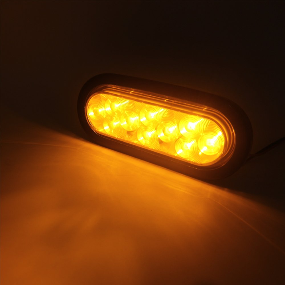 DOT SAE E-mark 12V 24V 6 Inch Oval Amber Truck LED Tail Light With 10 LED Turn Signal Indicator Rear Light for Trailer Boat RV