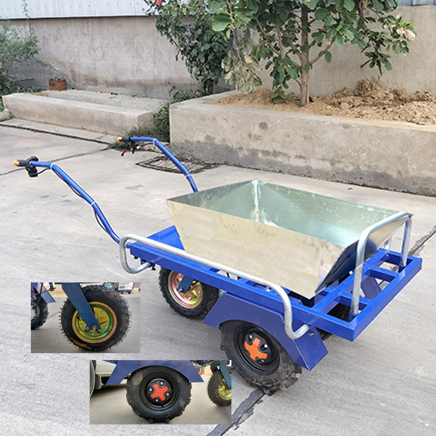 CE Electric Chicken Bus Agricultural Three-wheeled Trolley Household Two-wheeled Carrier New Orchard Climbing Transport Trolley