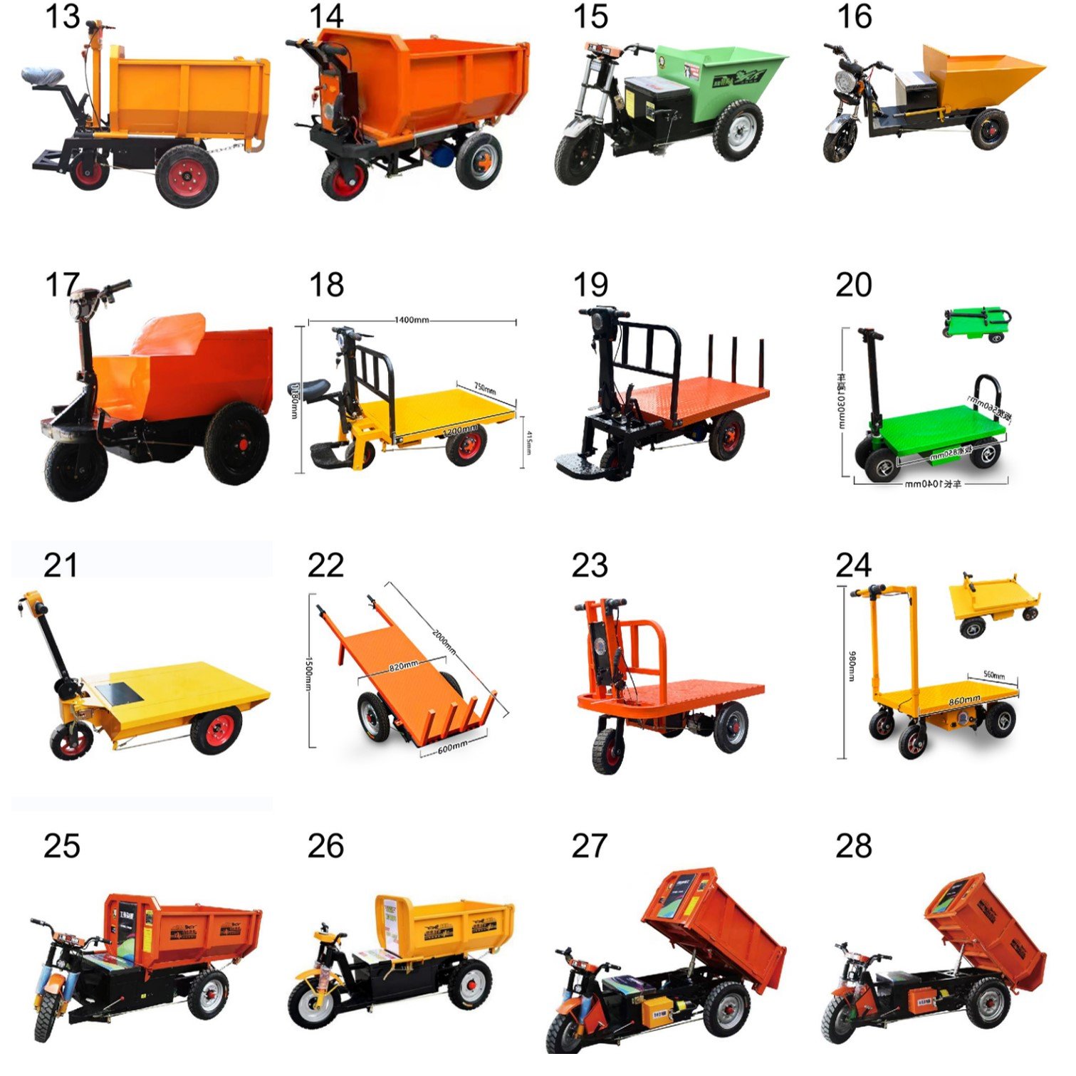 CE Electric Chicken Bus Agricultural Three-wheeled Trolley Household Two-wheeled Carrier New Orchard Climbing Transport Trolley