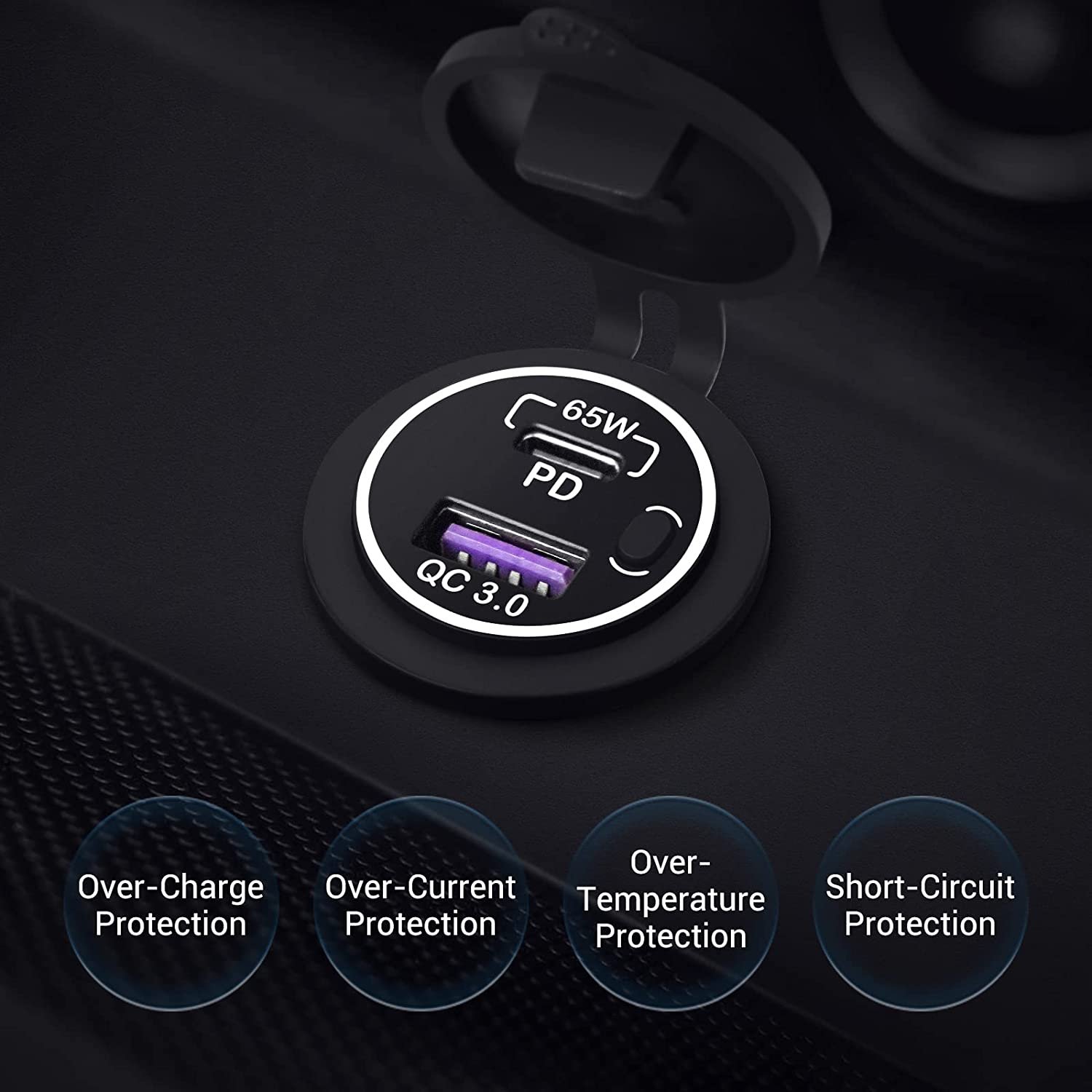 Automatic Boost 83W Laptop USB-C Car Charger Fast Charging with Power Switch Car Adapter Charger for Laptop