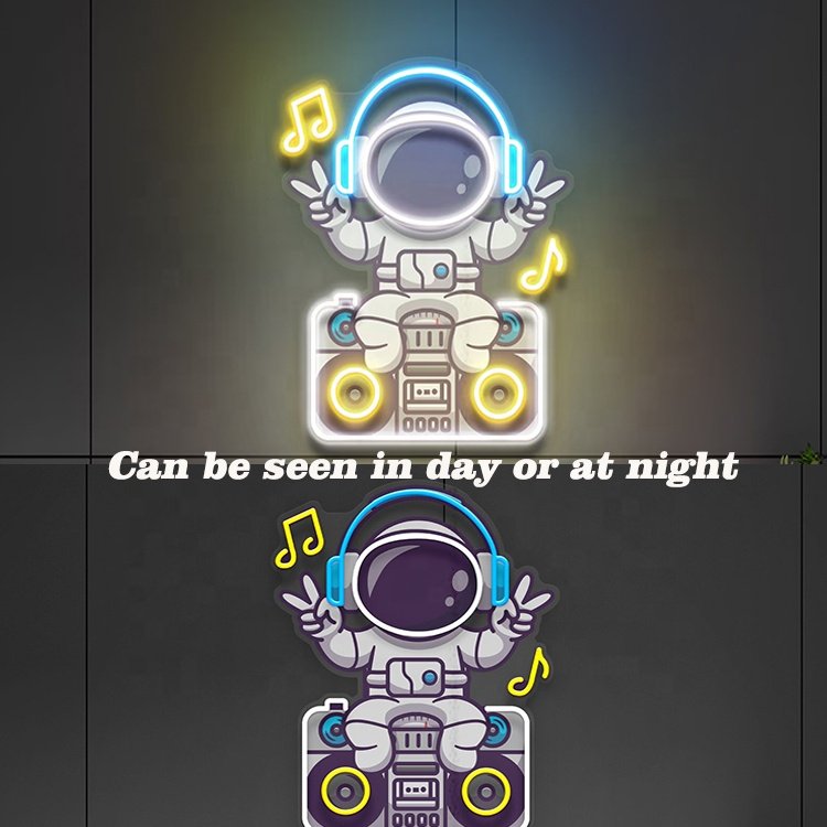 Custom Neon Sign Music Astronaut Neon Sign UFOs Astronaut Bedroom Wall Decor Space Neon Sign