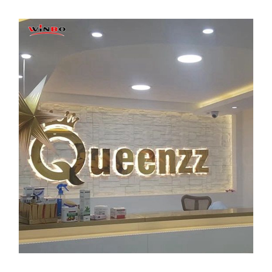 Winbo 3D Outdoor Advertising Channel Led Letters Stainless Steel Backlit Led Sign Led Channel Letter Sign Outdoor