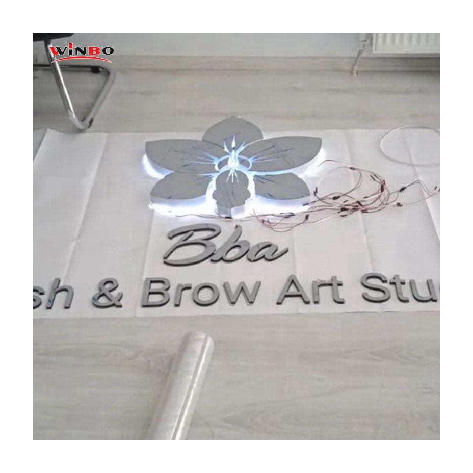 Winbo 3D Outdoor Advertising Channel Led Letters Stainless Steel Backlit Led Sign Led Channel Letter Sign Outdoor