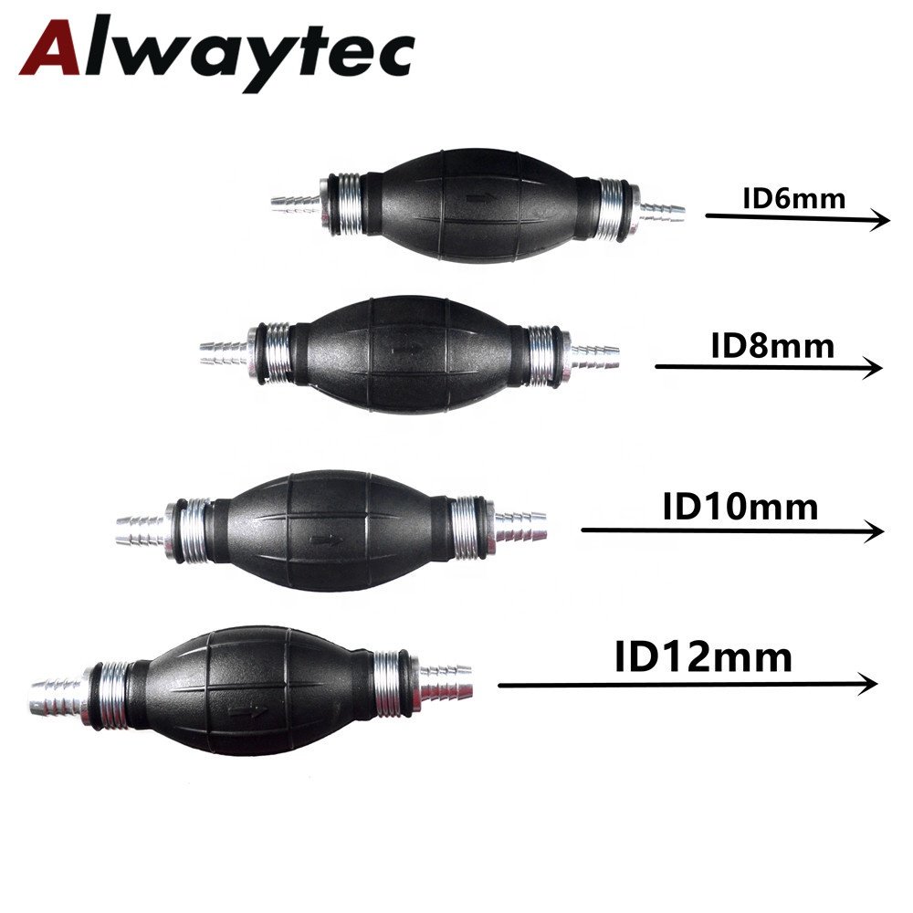 Hand Fuel Pump Line Rubber Aluminum Hand Primer Bulb Diesel Oil Transfer Petrol ID 6mm/8mm/10mm/12mm