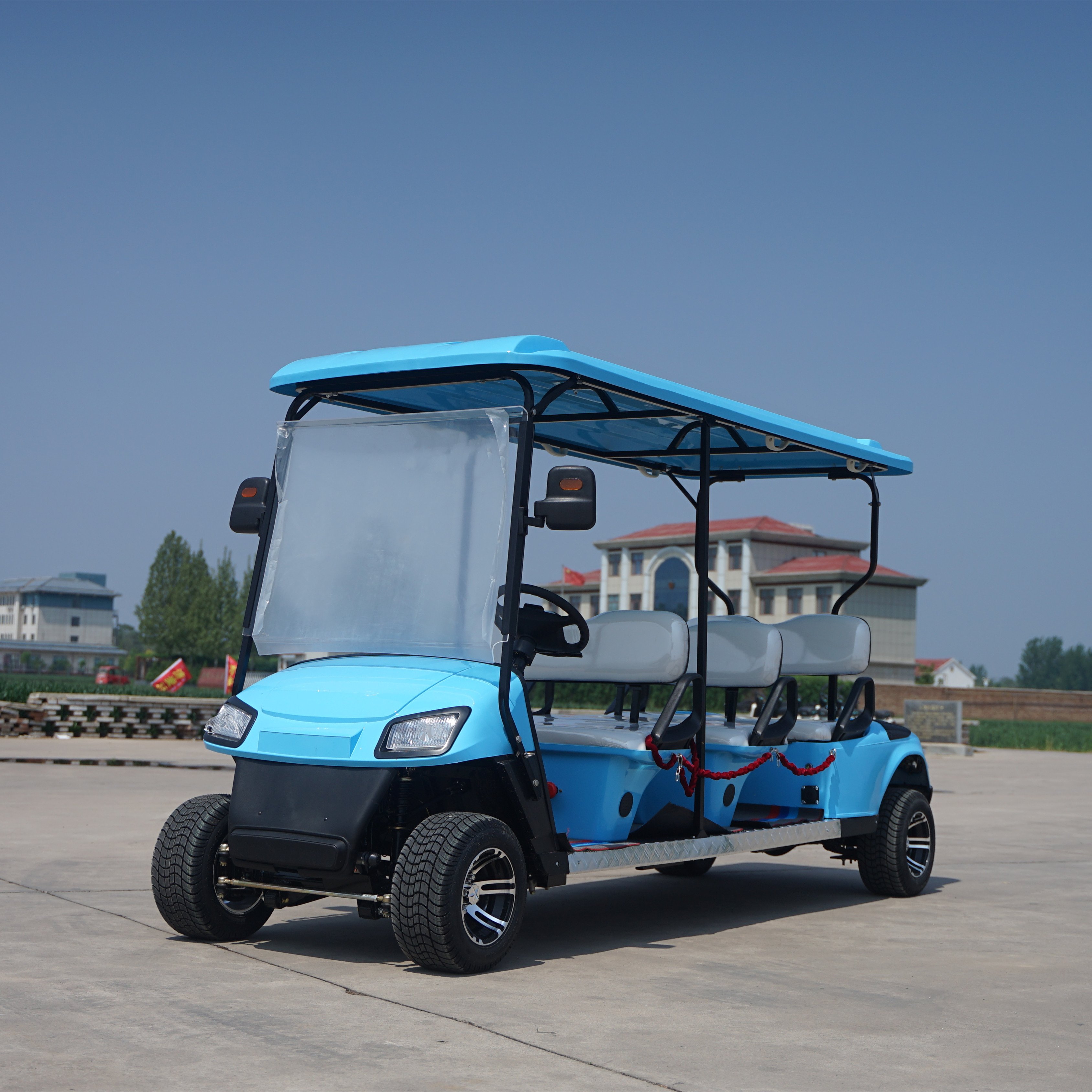 Double Seat 4 Wheel Electric Mobility Scooter City Electric Golf Cart With Roof