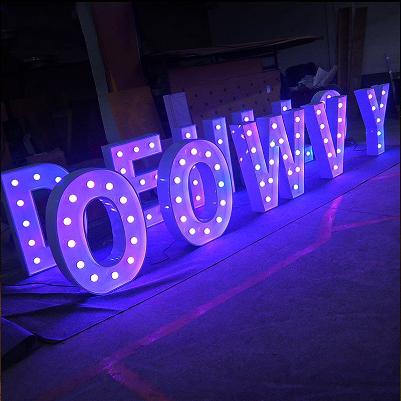 Wholesale LED Bulb Letters Signage Illuminated Sign 3D Marquee logo for Shop Hotel Restaurant Marquee Letters 4ft Led Light