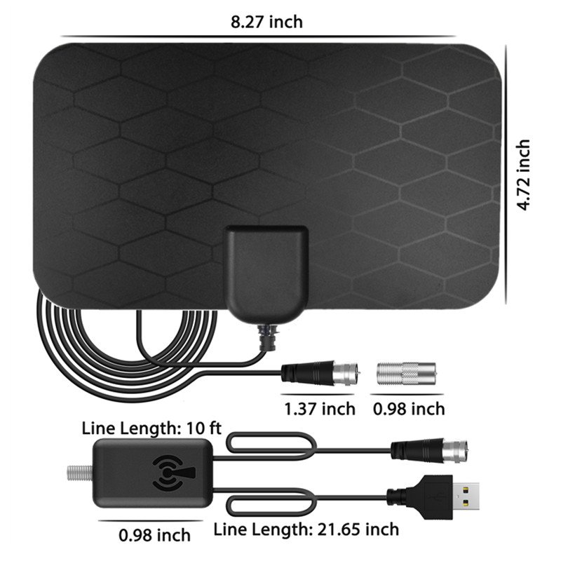 Digital Indoor TV Antenna with 200-300 Mile Signal Booster USB Supports HDTV & 4K 1080p Dvbt TV Antenna