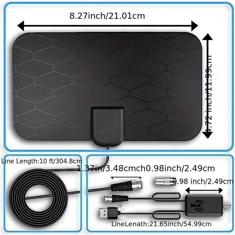 Digital Indoor TV Antenna with 200-300 Mile Signal Booster USB Supports HDTV & 4K 1080p Dvbt TV Antenna