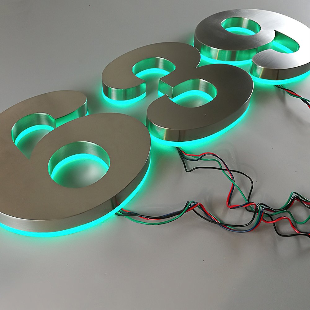 Brushed Mirror Hotel Room House Metal Numbers LED Customized Stainless Steel Backlit Illuminated Door Number Signs