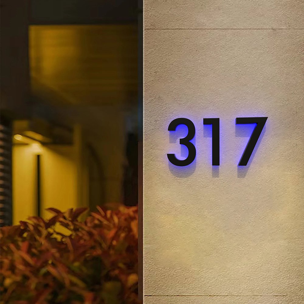 Brushed Mirror Hotel Room House Metal Numbers LED Customized Stainless Steel Backlit Illuminated Door Number Signs