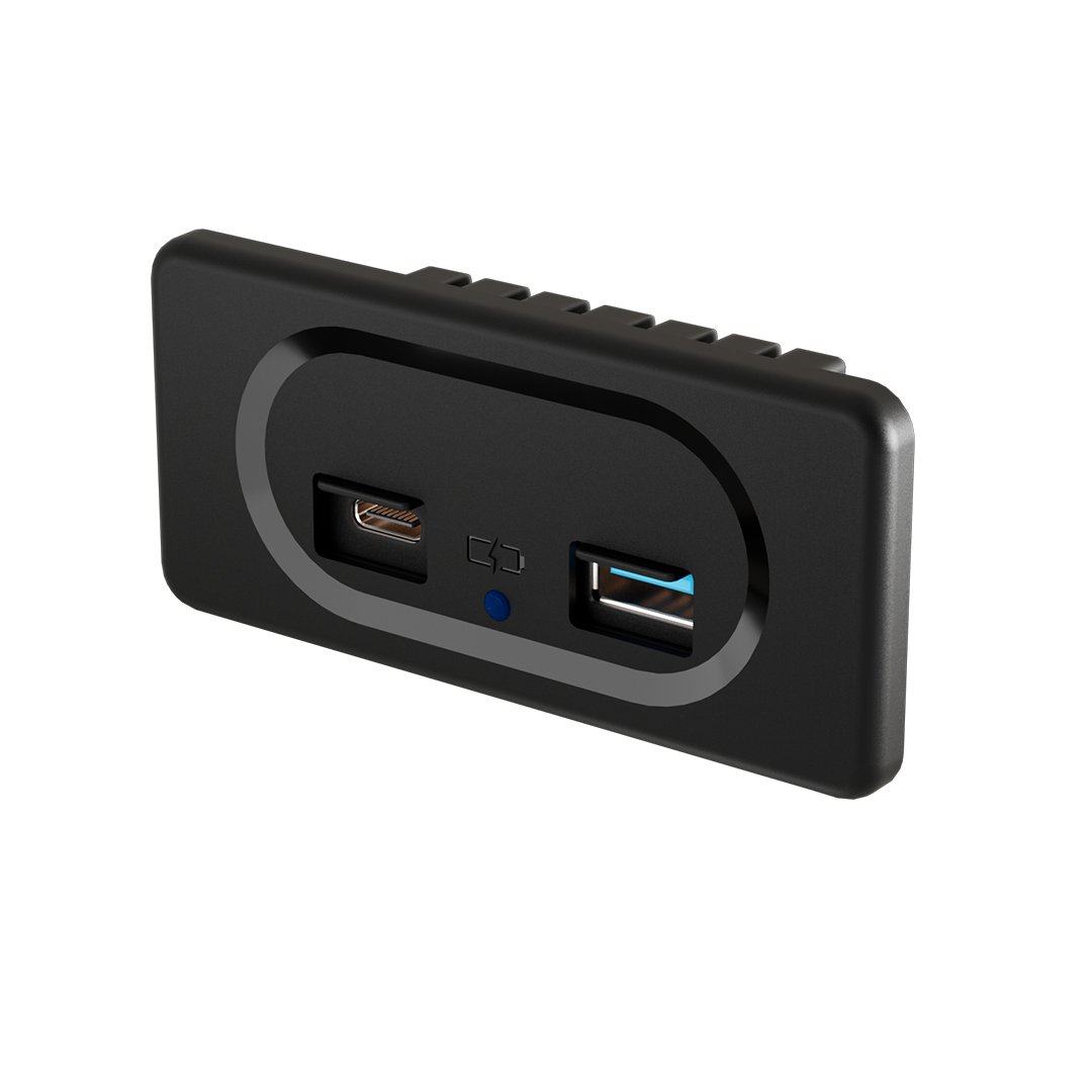Rv Accessories 24V Input Square 12V Car Usb C Wall Socket Dual Usb Qc 3.0 Type C Pd 12V Rectangle Usb Socket