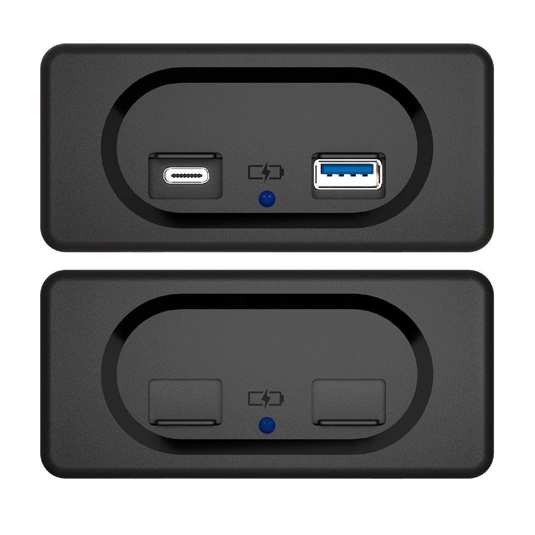 Rv Accessories 24V Input Square 12V Car Usb C Wall Socket Dual Usb Qc 3.0 Type C Pd 12V Rectangle Usb Socket