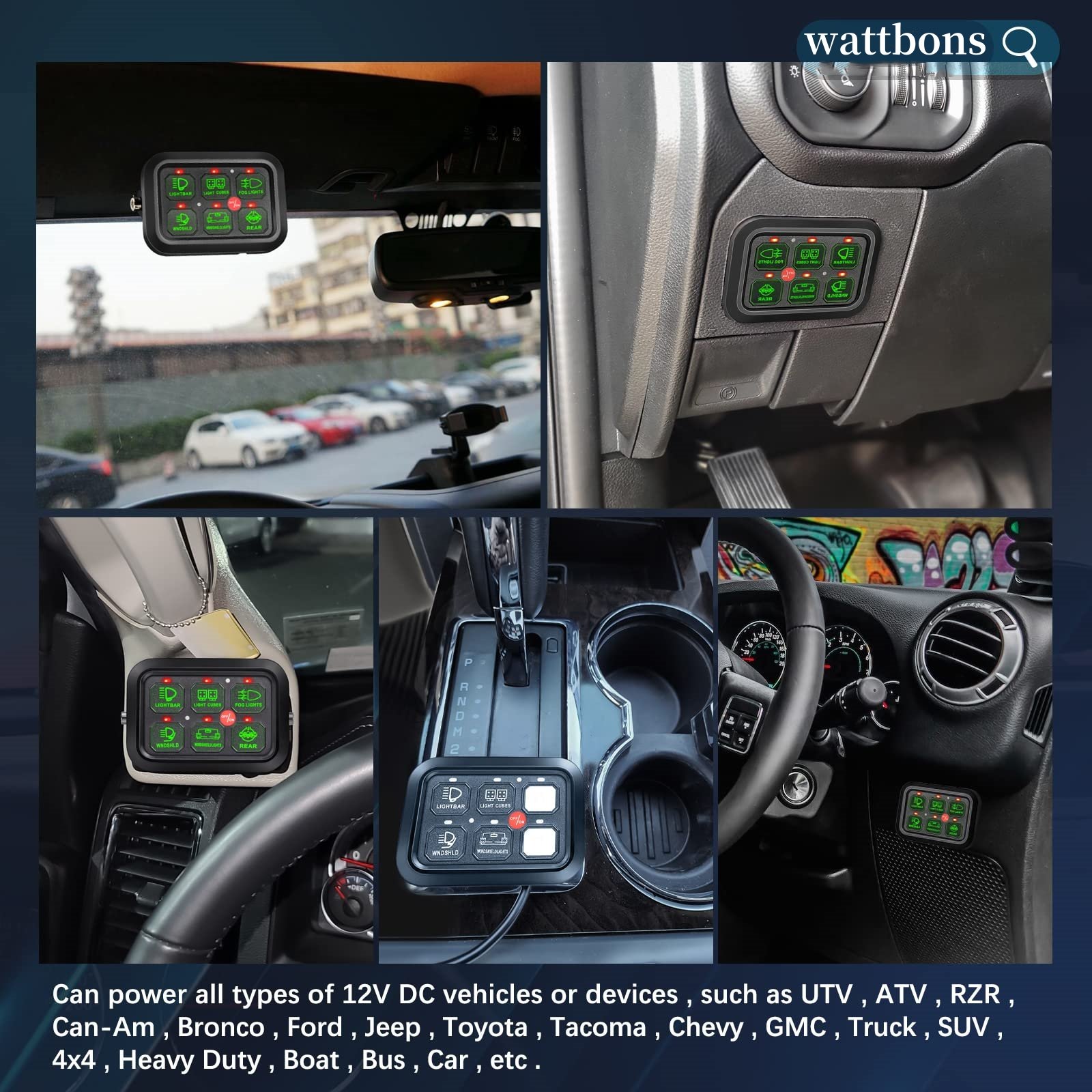 12V 4wd Universal Touch Switch Panel 6 Gang Fuse Relay Box Marine Boat Car Auxiliary Light Switch Panel for Off-road Jeep JL 4x4