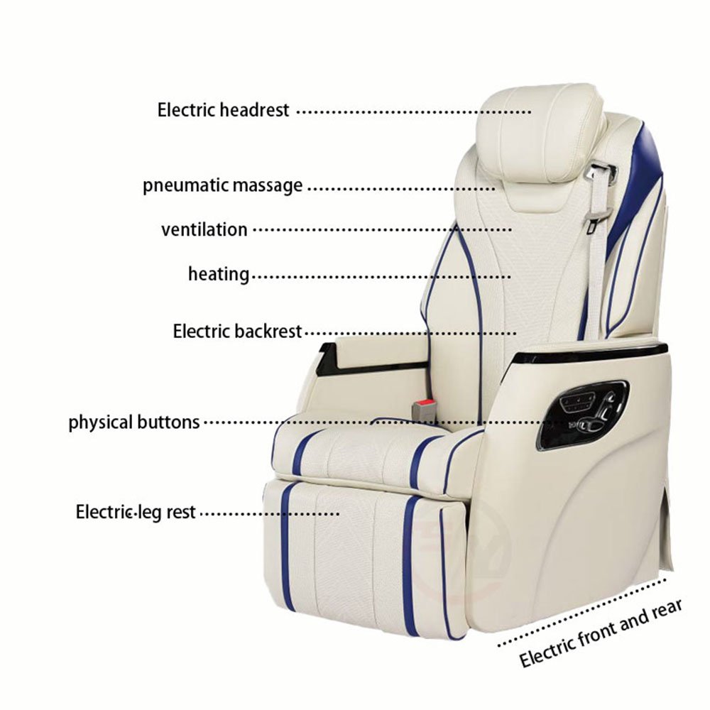 2024 Car Accessories Captain Pilot Seat for Van Electric Reclining Luxury Auto Swivel Car Seats for Hiace Alphard Bus Chair