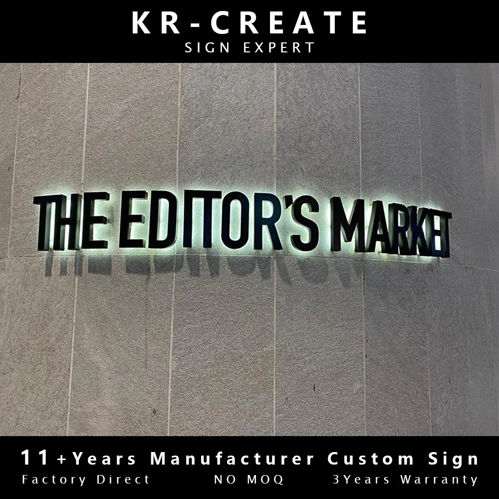 New Style Office Interior Backlit Lighting Store Signage Design Wall Led 3d Channel Letters Custom Reception Sign