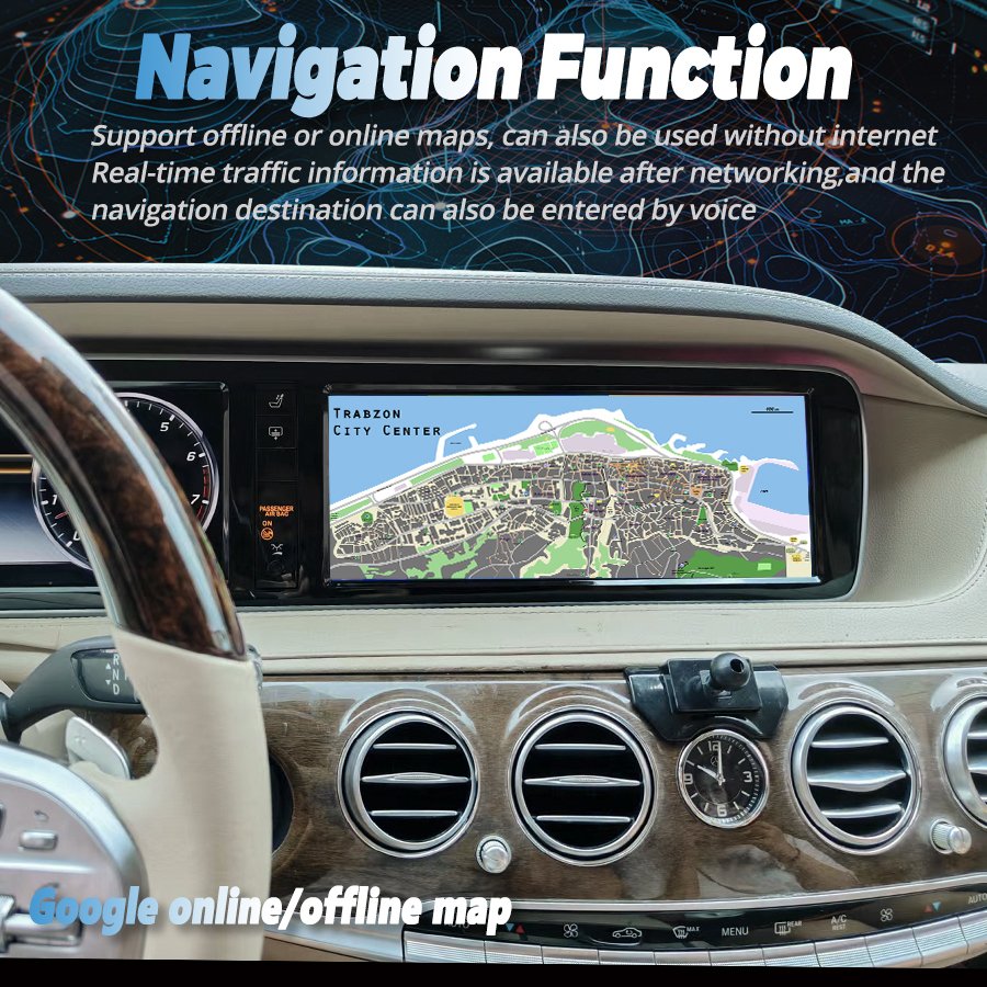 12.3" Wireless CarPlay for Mercedes Benz S-Class W222 2014-2018 with Android Auto Mirror Link Navigation Multimedia Video Player