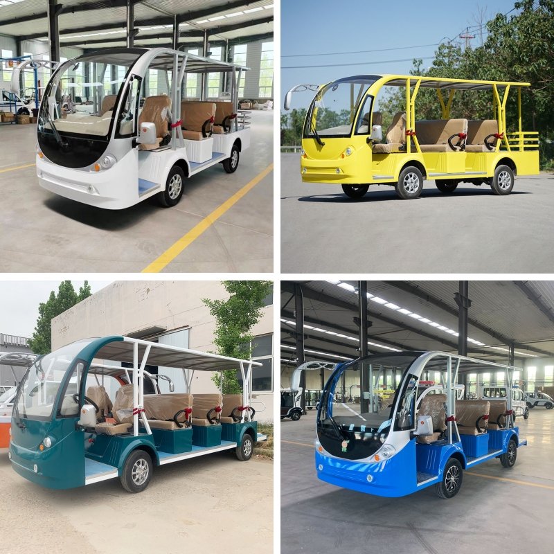 New Model Long Range Battery Powered 72V 8-23 Seats Adults Sightseeing Car 4-wheel Electric Sightseeing Bus