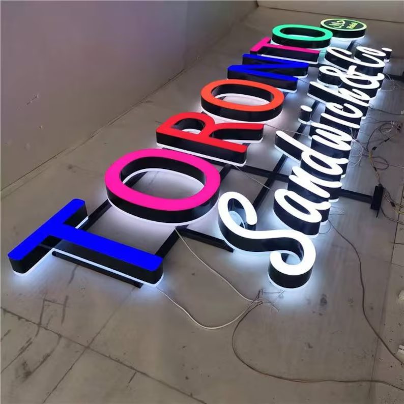 Front Light Backlit Company Logo Signage Led Illuminated Storefront 3D Letter Customized Business Reception Sign for Wall Decor
