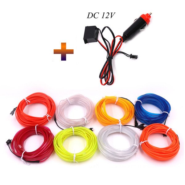 Yosovlamp 1-5 M Car LED Cold Light Line with Edge Clip Type Luminous Line Light with Cigarette Lighter Inside the Car Atmosphere