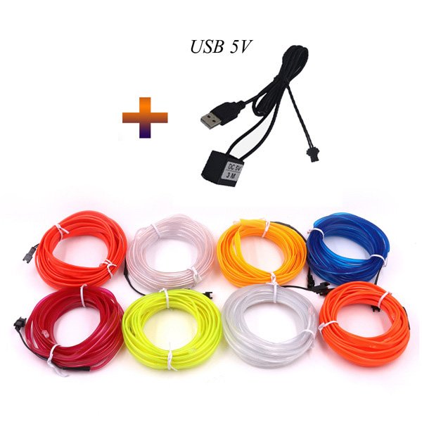 Yosovlamp 1-5 M Car LED Cold Light Line with Edge Clip Type Luminous Line Light with Cigarette Lighter Inside the Car Atmosphere