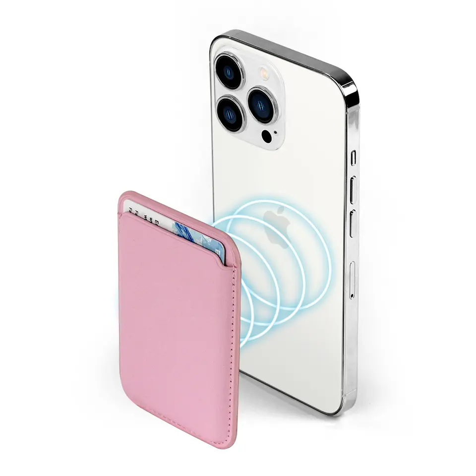 Custom Logo Strong Magnetic Phone Wallet Mag Card Holder Safe Leather Magnet Wallet for iPhone