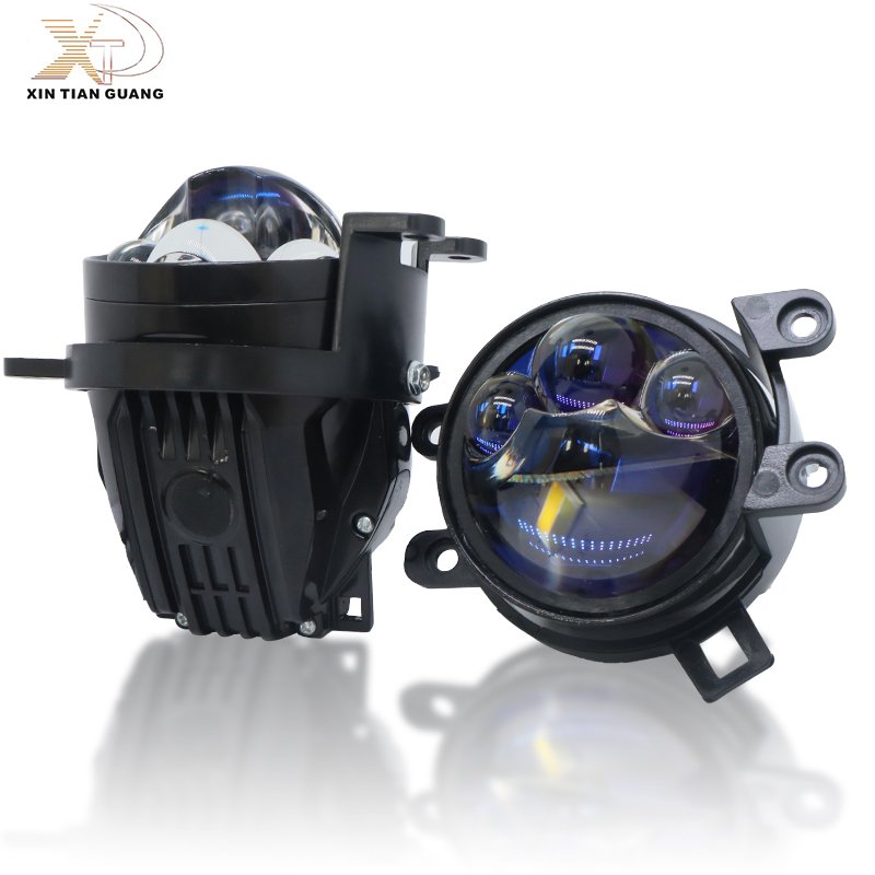 3-inch Three-direct Fog Head Light Single or Three-color High-definition Blue Film Dedicated or Universal Bracket 12V Fog Lamp
