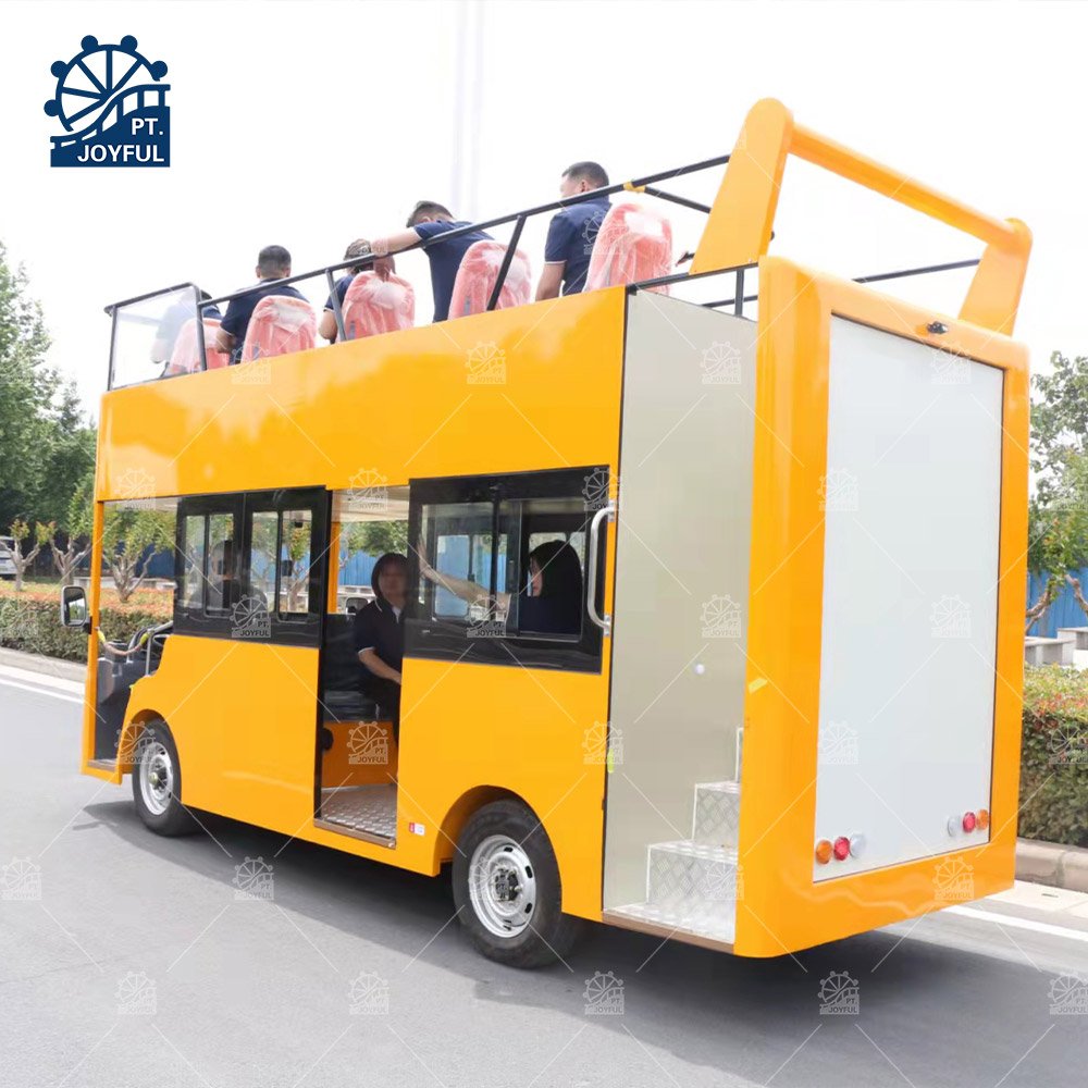 High Quality Tourist Shuttle Bus Double Decker 18 Seats 72V Sightseeing Car
