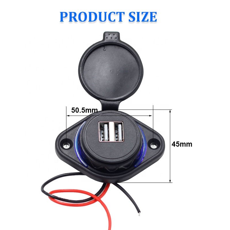 12v Car Charger Socket 2 Usb Port in Bus Boat for Cell Phone Usb 3.1A Car Charging Dual Ports With Led Light Rings