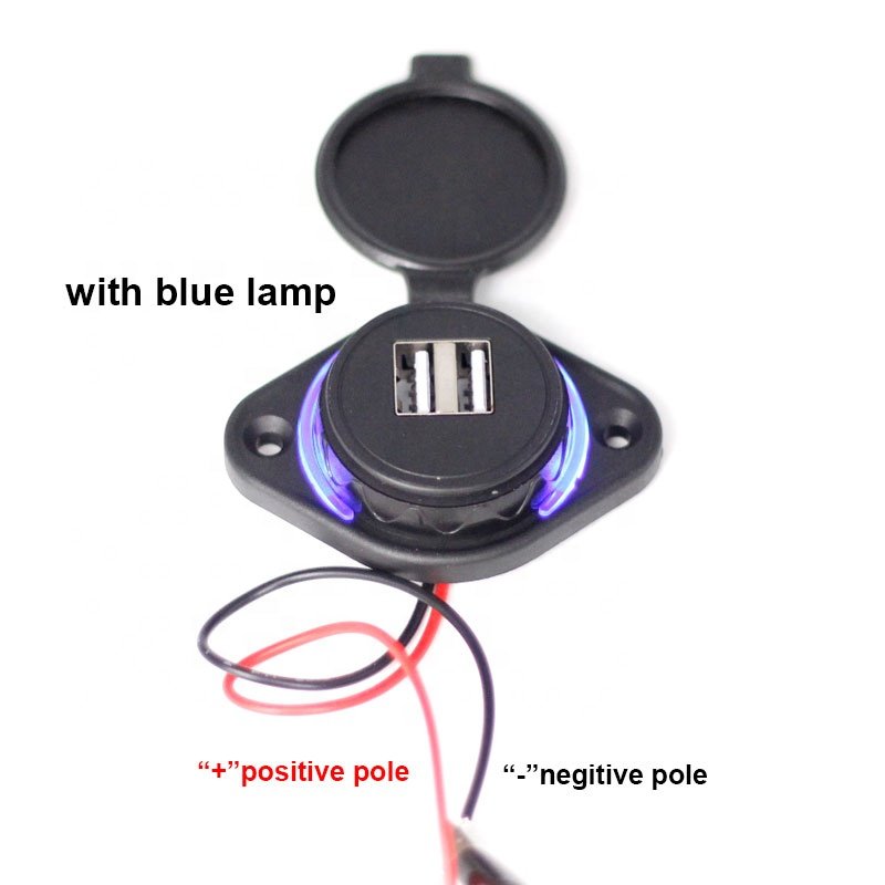 12v Car Charger Socket 2 Usb Port in Bus Boat for Cell Phone Usb 3.1A Car Charging Dual Ports With Led Light Rings