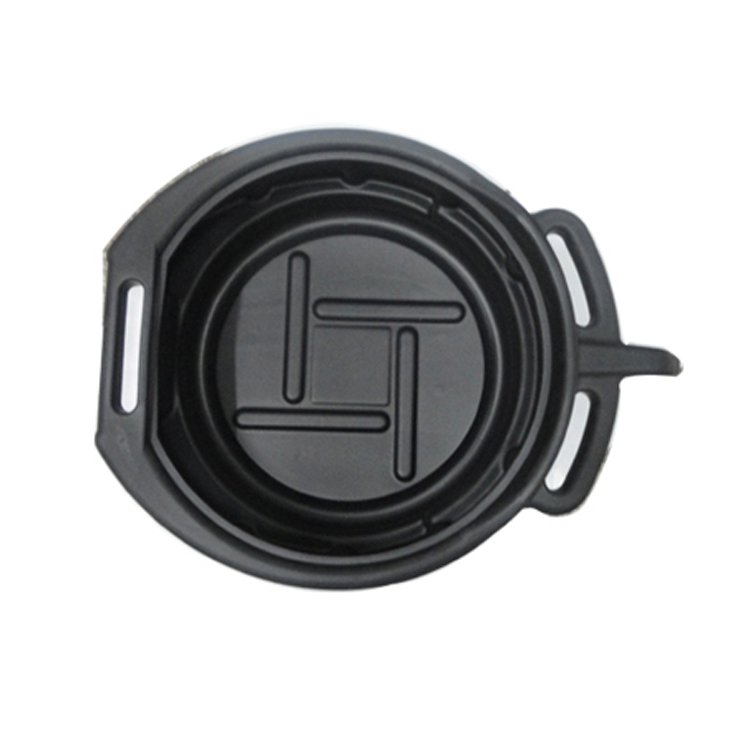 Plastic Car Waste Oil Container 8L Engine Oil Drain Pan Round Black Oil Pan With Handle