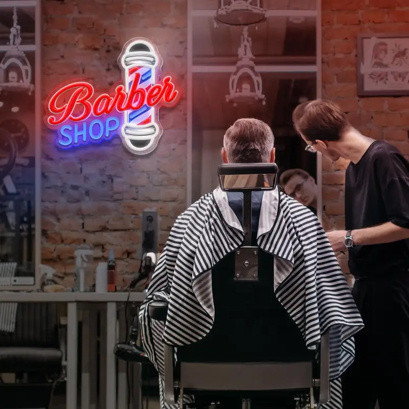 Custom Led Neon Sign Store Business logo Barber Shop Advertising Led Light up Sign Store Business logo Idea for Wall Decoration