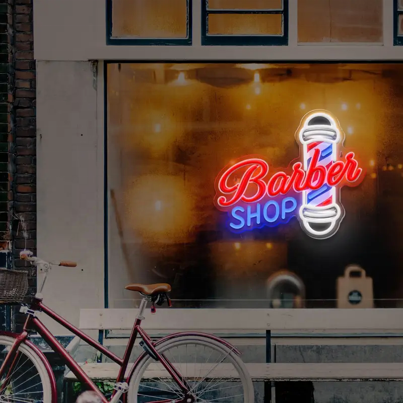 Custom Led Neon Sign Store Business logo Barber Shop Advertising Led Light up Sign Store Business logo Idea for Wall Decoration