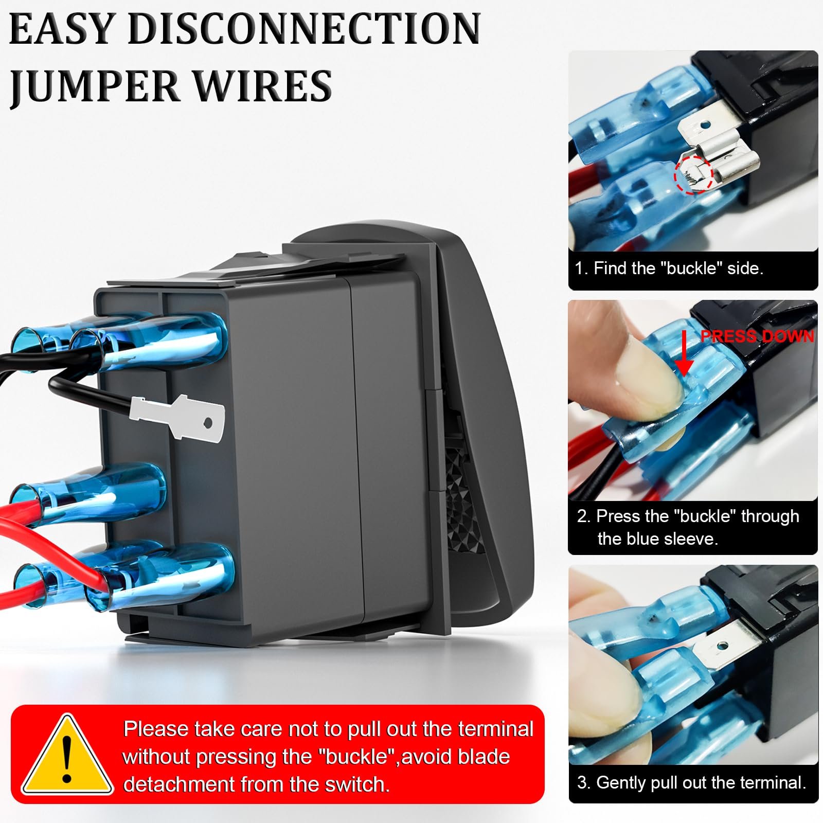 Strobe Lights Rocker Switch 12V Laser Toggle Switch on OFF 5Pin Illuminated Rocker Switch for Car Truck Marine Boat ATV UTV RV
