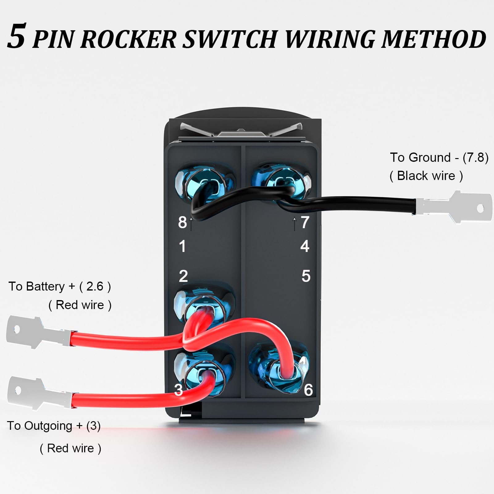 Strobe Lights Rocker Switch 12V Laser Toggle Switch on OFF 5Pin Illuminated Rocker Switch for Car Truck Marine Boat ATV UTV RV