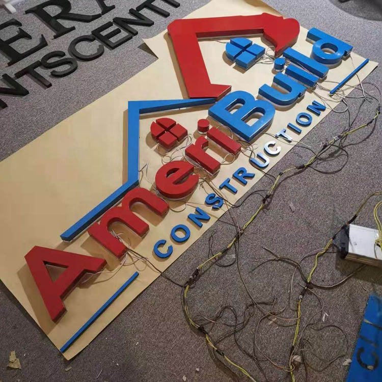 Waterproof Led Backlit Business Signs 3d Led Lighting Letters Backlit Metal logo Led Outdoor Signage