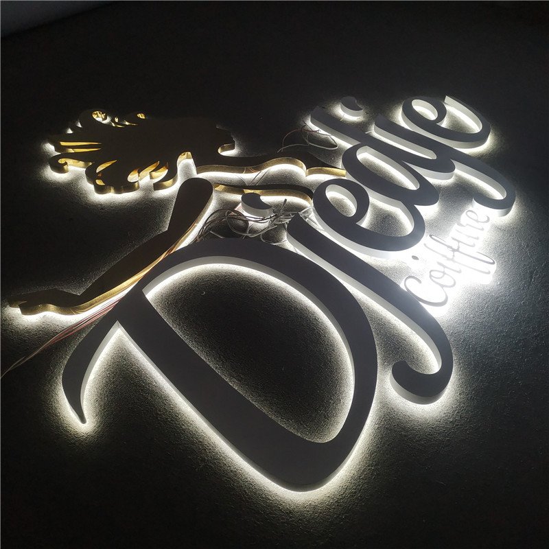 Waterproof Led Backlit Business Signs 3d Led Lighting Letters Backlit Metal logo Led Outdoor Signage