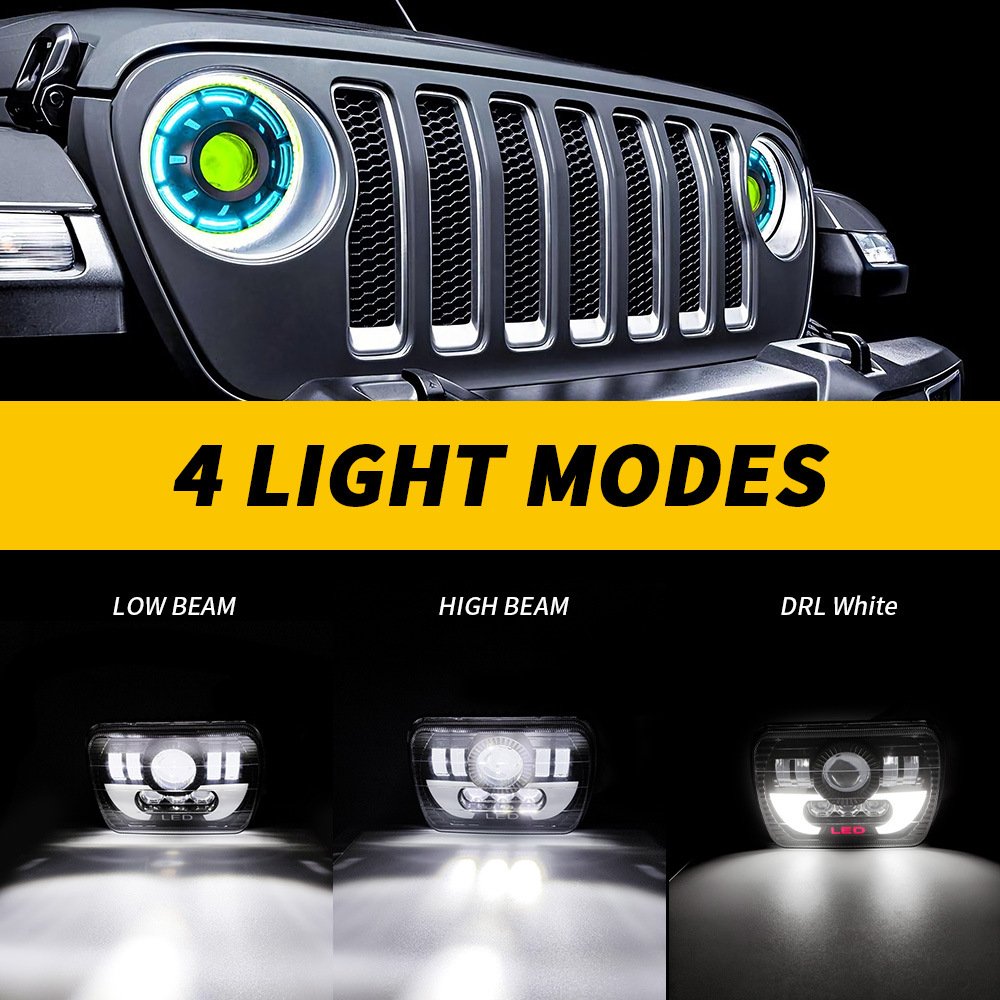 Car Accessories Super Bright Square 7Inch LED Headlight 35W Led Headlamp Hi/Low with DRL for Jeep 4X4 off Road