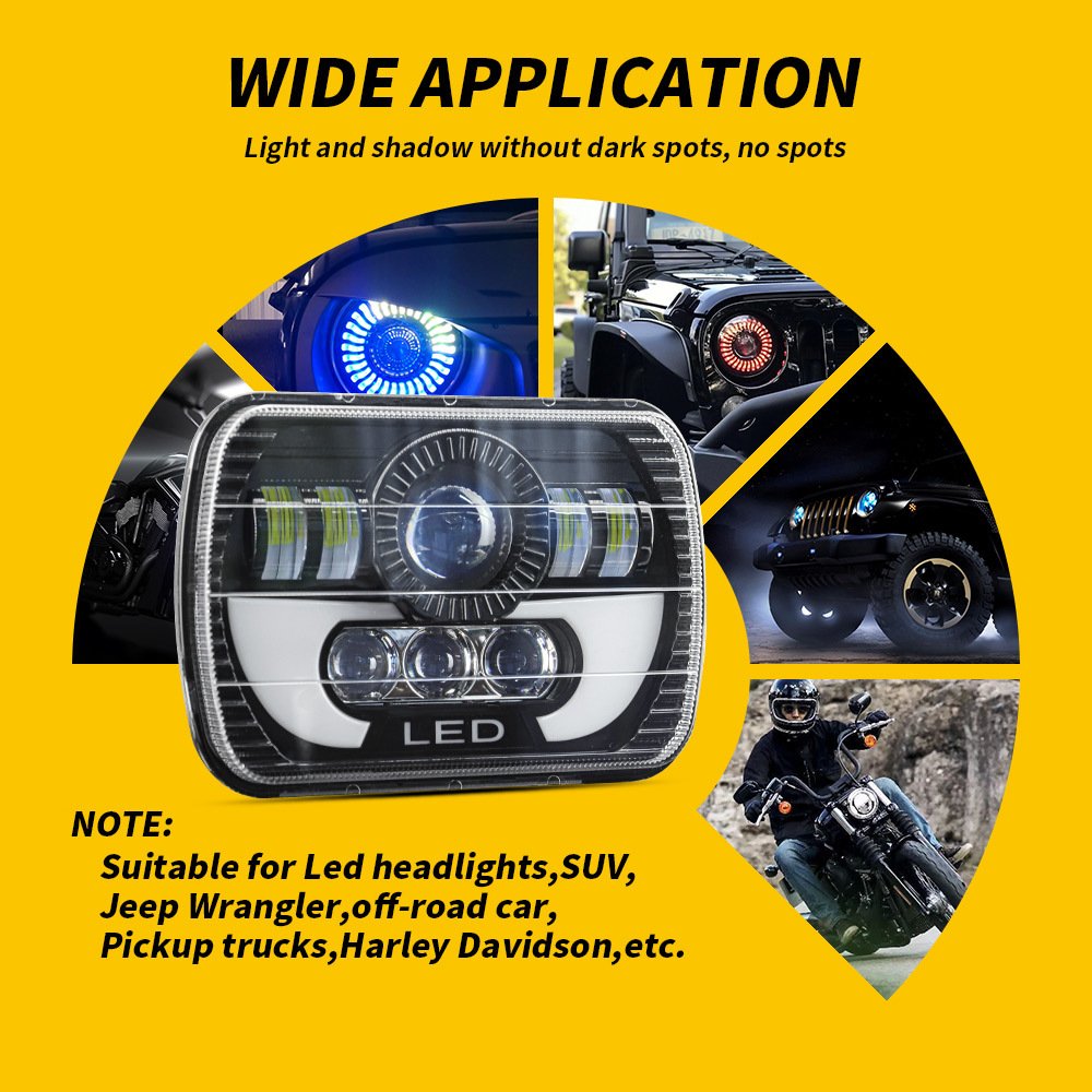 Car Accessories Super Bright Square 7Inch LED Headlight 35W Led Headlamp Hi/Low with DRL for Jeep 4X4 off Road