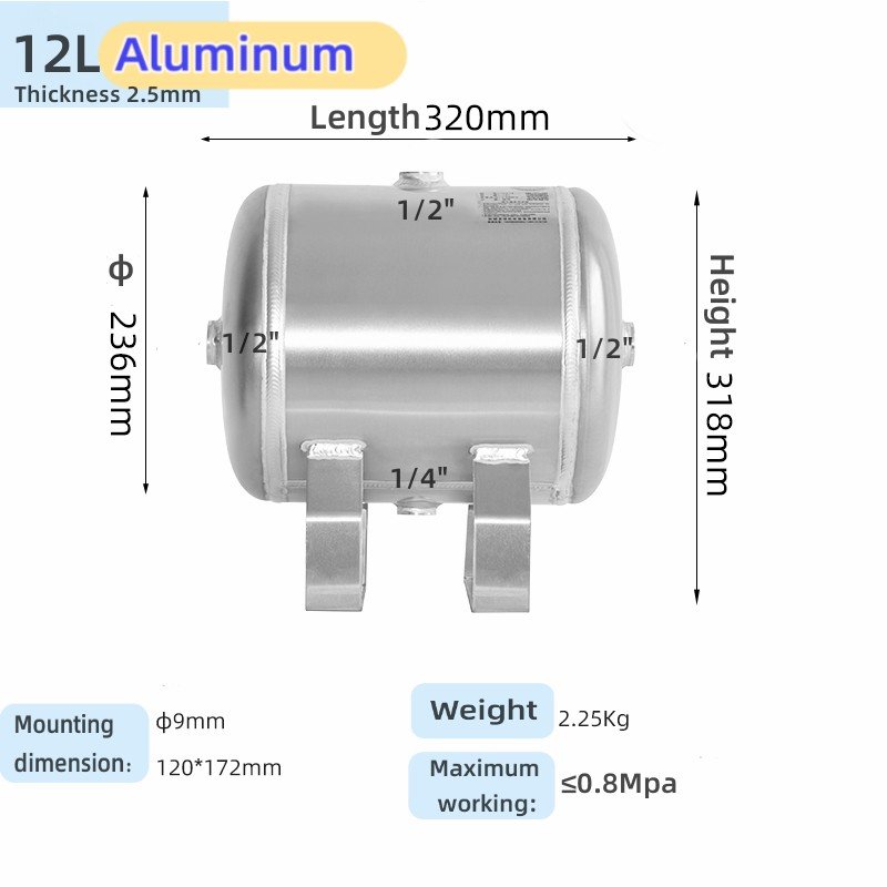 6L/2gallon 3ports Bus Parts&accessories Electric air tank &air tank Reusable Aluminum 150PSI/200PSI Bus air Reservoir tank