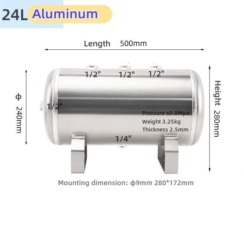 6L/2gallon 3ports Bus Parts&accessories Electric air tank &air tank Reusable Aluminum 150PSI/200PSI Bus air Reservoir tank
