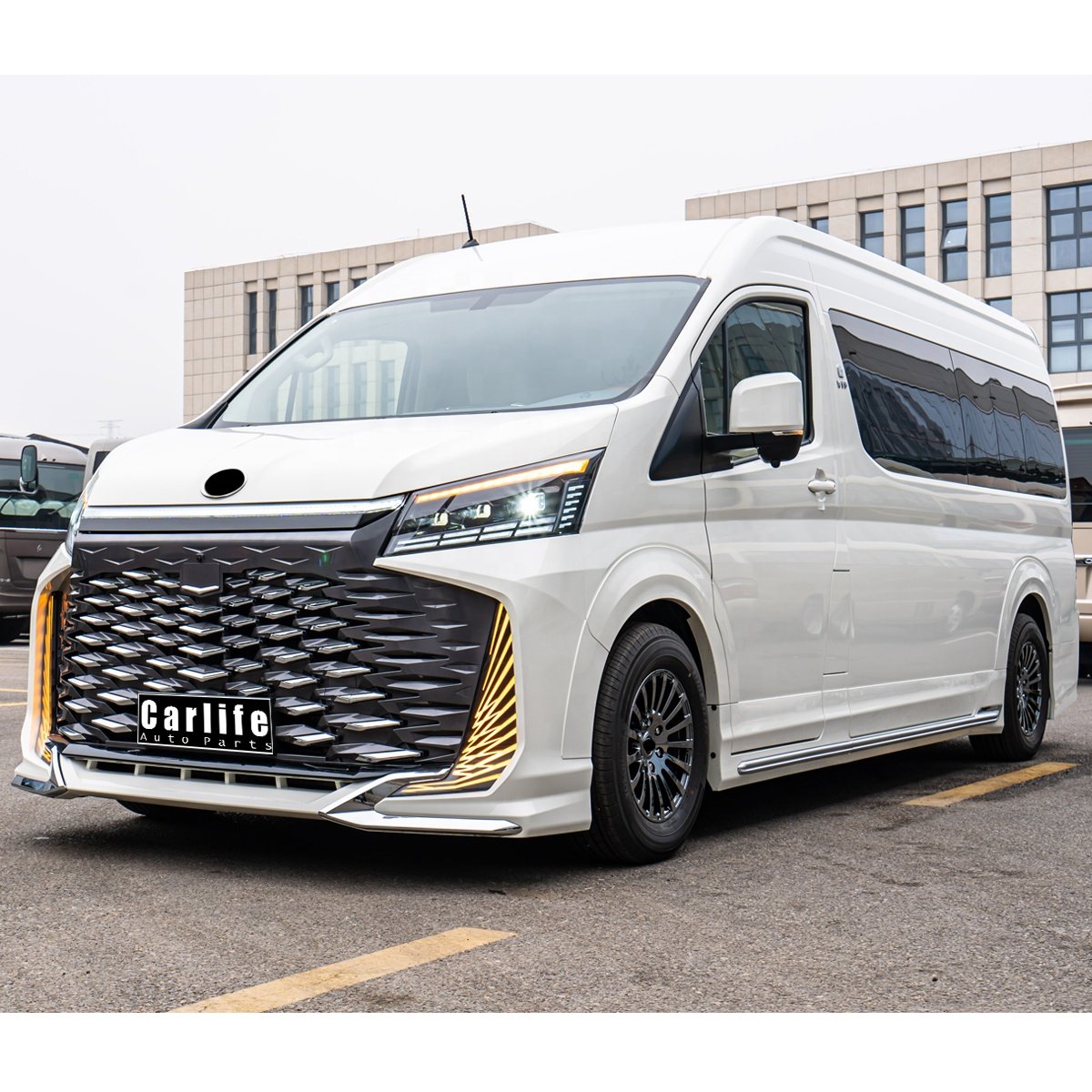 Car Auto Body Kit Bumpers for toyota HIACE 2018-2024 Year Facelift to Ultra-luxury Exterior Styling Accessories Bumpers Lights