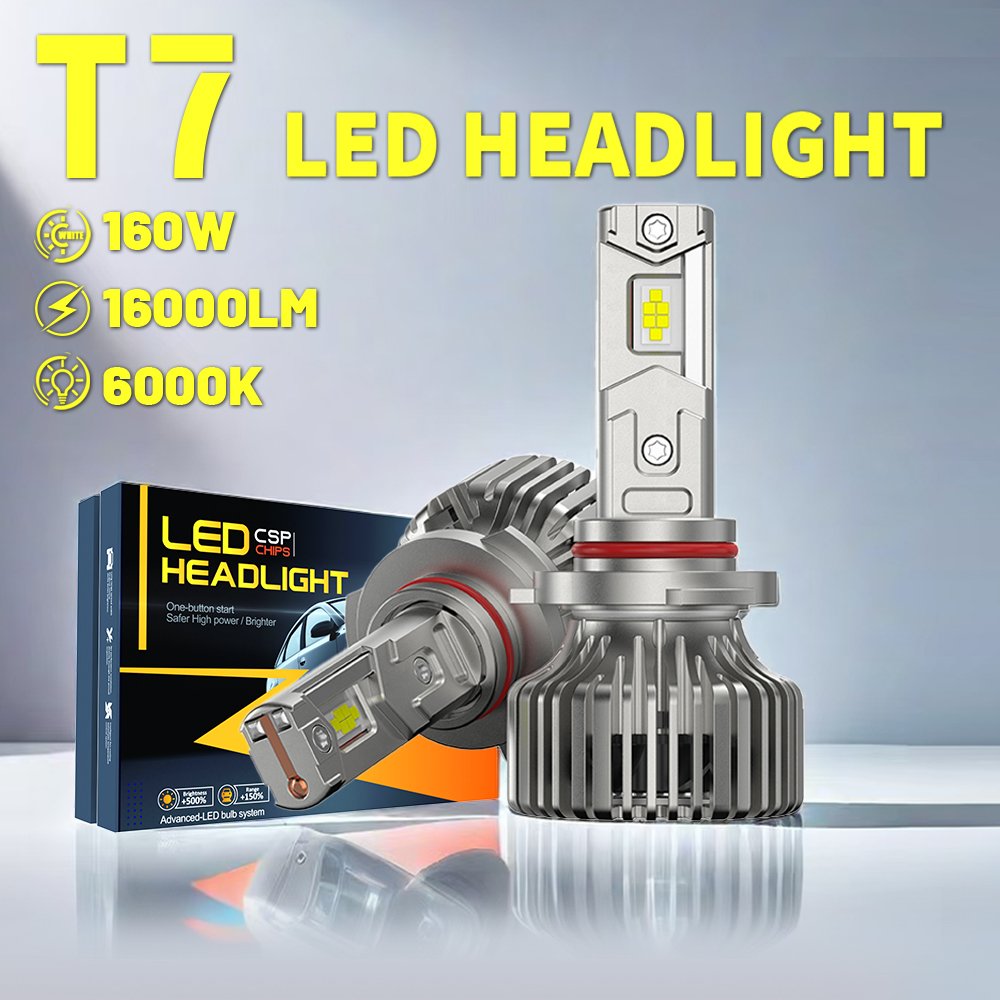 T7 160W 6000K 3570 6 Chips 55 Mil Three Copper Tubes 16000LM H7 H8 H9 H11 9005 9006 Strong Driver Automotive Led Headlight Bulb