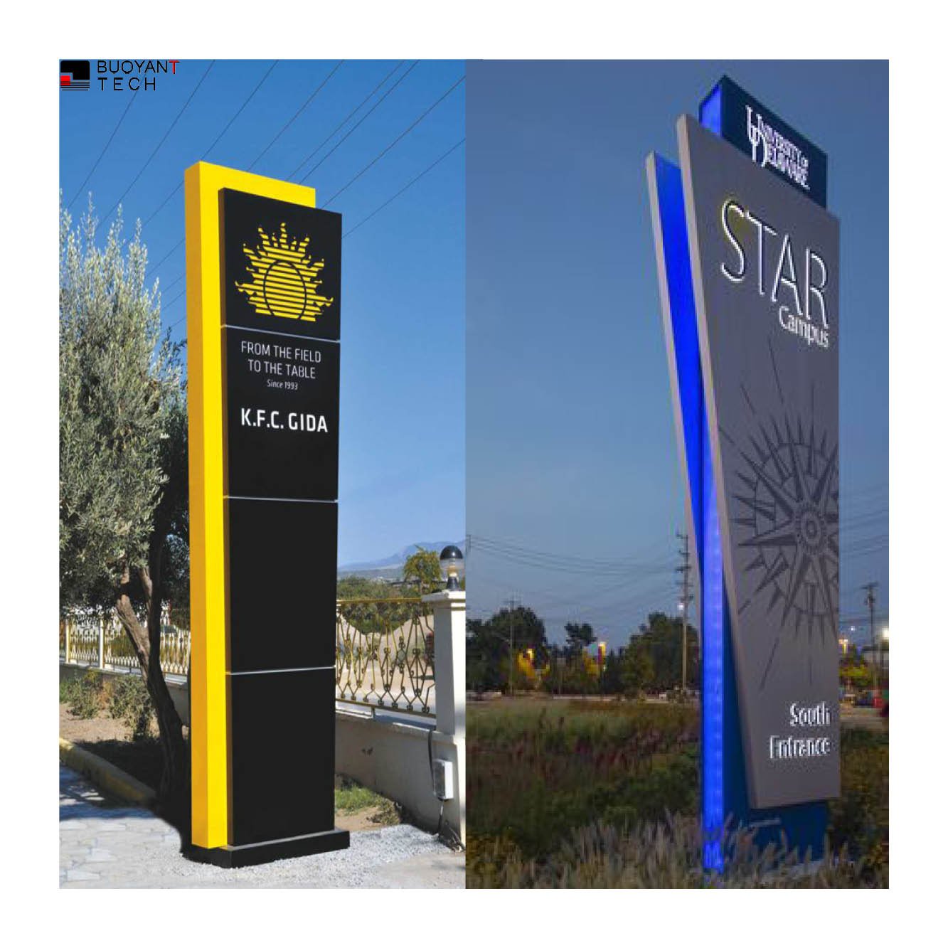 BUOYANT Pylon Custom Signage Business Sign Road Sign Pylon Outdoor Shopping Mall Parking Wayfinding Sign System Design