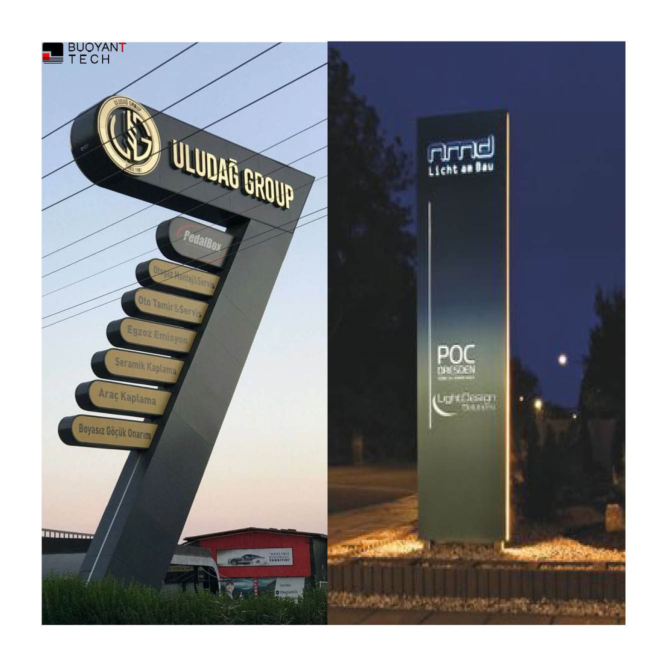 BUOYANT Pylon Custom Signage Business Sign Road Sign Pylon Outdoor Shopping Mall Parking Wayfinding Sign System Design
