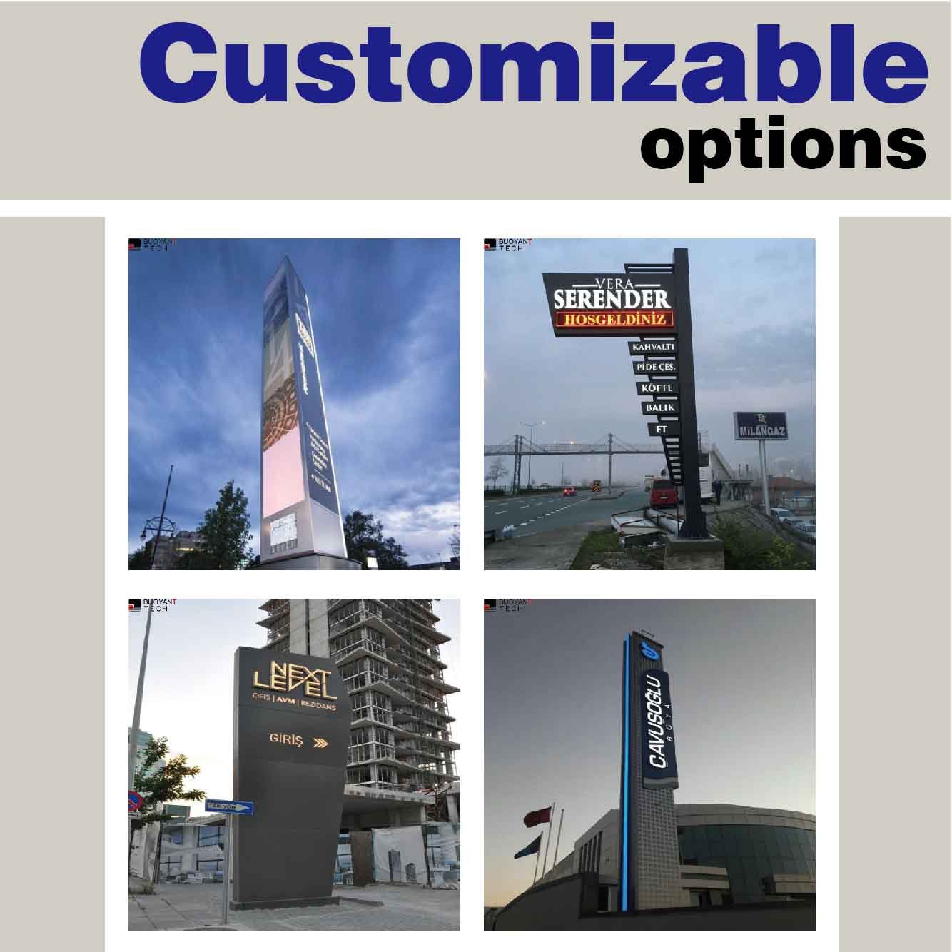 BUOYANT Pylon Custom Signage Business Sign Road Sign Pylon Outdoor Shopping Mall Parking Wayfinding Sign System Design