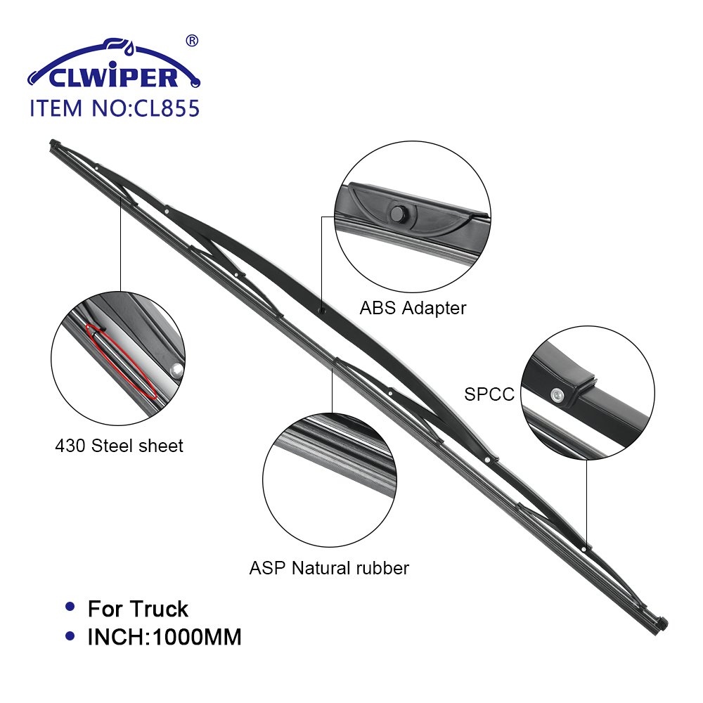 CLWIPER 1000mm Car Wiper Factory Natural Rubber Refill Metal Wiper Blade for Truck With One/two Adapter