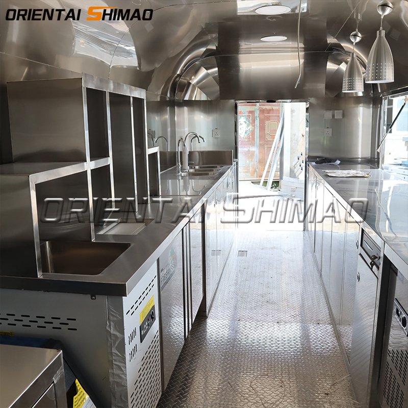 Mobile Catering Food Truck Fully Equipped Airstream Mobile Fast Food Trailer With Full Kitchen Equipments