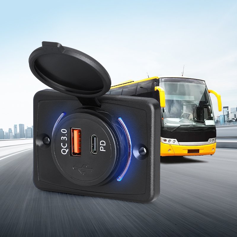 Oem Usb Charging Port for Bus Usb Fast Charging 5V3A 30W+18W Usb Chargers for Bus 12/24