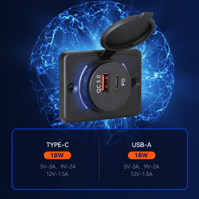 Oem Usb Charging Port for Bus Usb Fast Charging 5V3A 30W+18W Usb Chargers for Bus 12/24